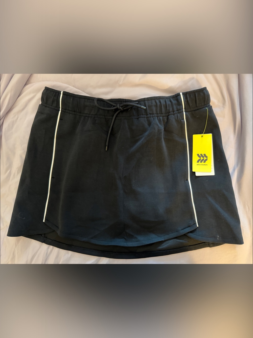all in motion Black Athletic Skort with White Piping